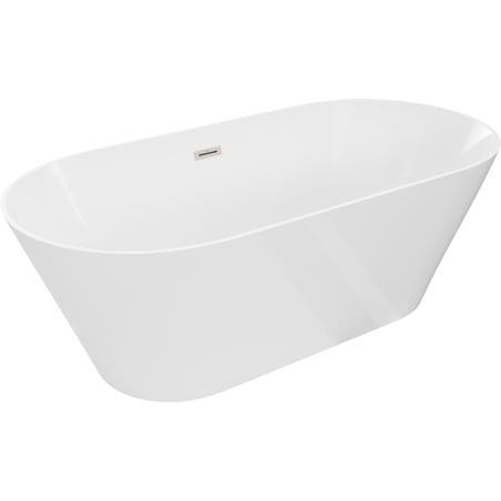 Mexen Luna Slim freistehende Badewanne 170 x 75 cm, weiß, Überlauf gebürsteter Nickel - 52041707500-97