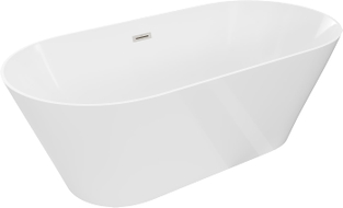 Mexen Luna Slim freistehende Badewanne 170 x 75 cm, weiß, Überlauf gebürsteter Nickel - 52041707500-97