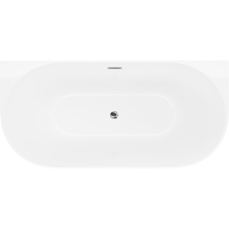 Mexen Oval Slim freistehende wandnahe Badewanne 170 x 80 cm, weiß, Überlauf chrom - 52661708000-01