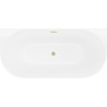Mexen Oval Slim freistehende wandnahe Badewanne 170 x 80 cm, weiß, Überlauf gebürstet gold - 52661708000-55