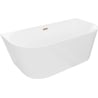 Mexen Oval Slim freistehende, wandnahe Badewanne 170 x 80 cm, weiß, Überlauf Roségold - 52661708000-60