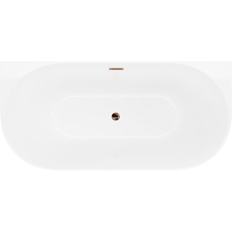 Mexen Oval Slim freistehende, wandnahe Badewanne 170 x 80 cm, weiß, Überlauf Roségold - 52661708000-60
