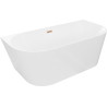 Mexen Oval Slim freistehende, an der Wand montierte Badewanne 170 x 80 cm, weiß, Überlauf in gebürstetem Kupfer