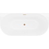 Mexen Oval Slim freistehende wandnahe Badewanne 170 x 80 cm, weiß, Überlauf gebürstetes Kupfer - 52661708000-65
