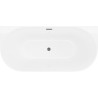 Mexen Oval Slim freistehende Eckbadewanne 170 x 80 cm, weiß, Überlauf gun gray gebürstet - 52661708000-66