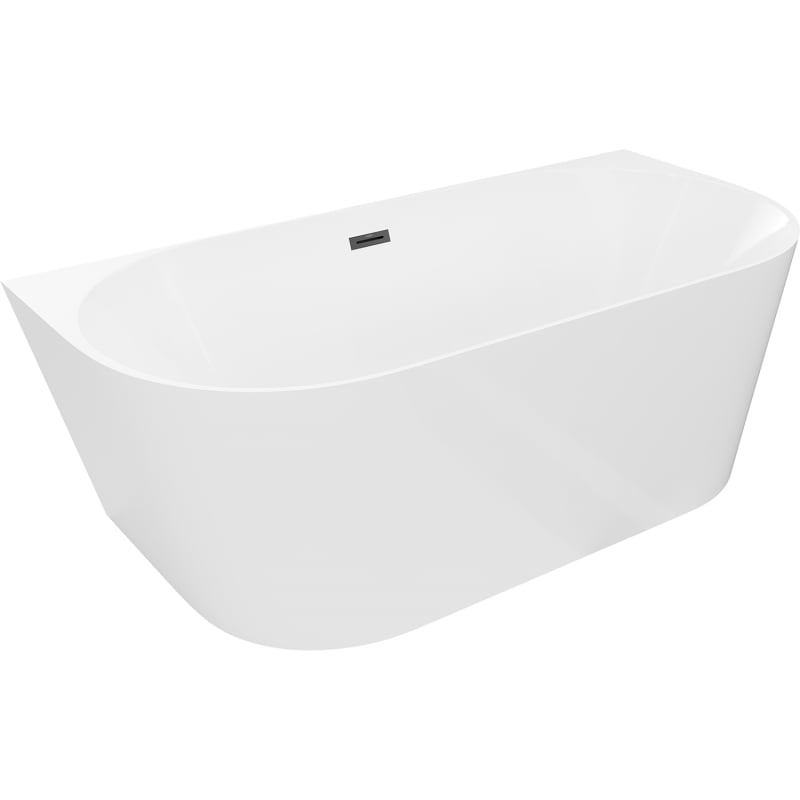 Mexen Oval Slim freistehende wandmontierte Wanne 170 x 80 cm, weiß, schwarzer Überlauf - 52661708000-70