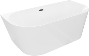 Mexen Oval Slim freistehende wandmontierte Wanne 170 x 80 cm, weiß, schwarzer Überlauf - 52661708000-70