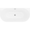 Mexen Oval Slim freistehende Wandbadewanne 170 x 80 cm, weiß, Überlauf Gun Metal - 52661708000-95
