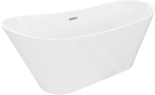 Mexen Dora freistehende Badewanne 150 x 75 cm, weiß, Überlauf chrom - 52071507500-01