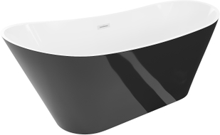 Mexen Dora Freistehende Badewanne 150 x 75 cm, weiß/schwarz, weiße Überlauf - 52071507575-20