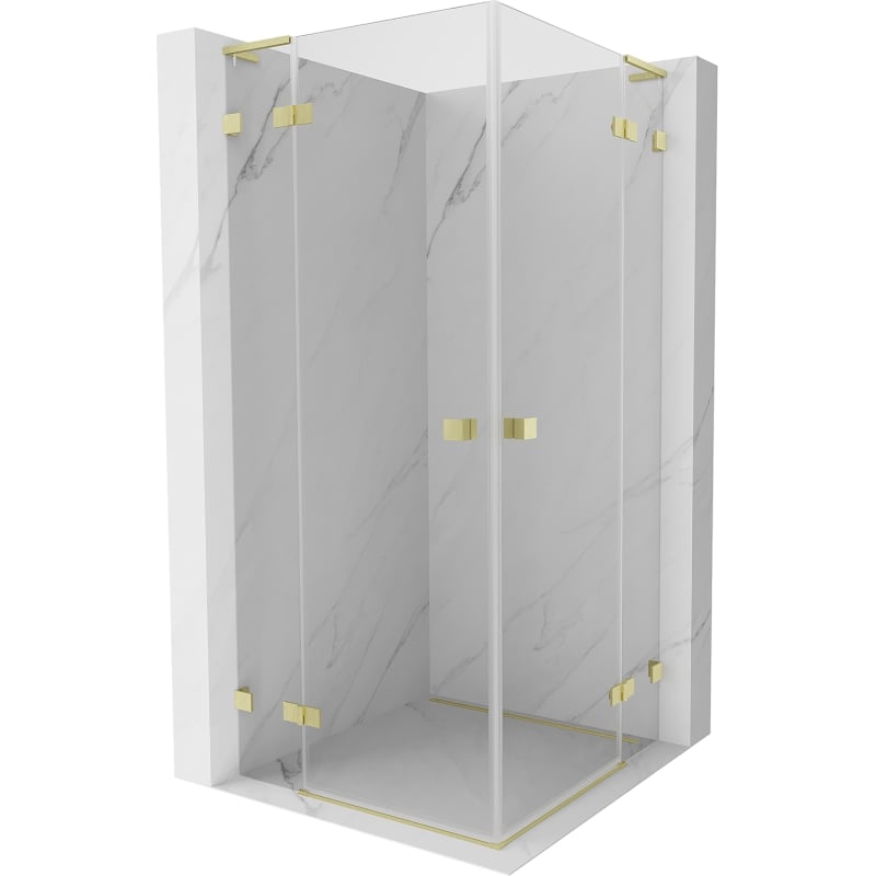 Mexen Lunar L Duo Pendeltür-Duschkabine 75 x 75 cm, transparent, gebürstetes Gold - 834L-075L-075P-55-00