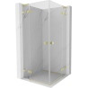 Mexen Lunar L Duo Duschkabine schwenkbar 80 x 80 cm, transparent, gebürstetes Gold - 834L-080L-080P-55-00