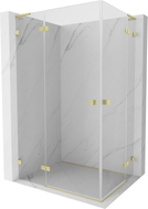 Mexen Lunar L Duo Duschkabine schwenkbar links 85 x 75 cm, transparent, gebürstetes Gold - 834L-085L-075P-55-00