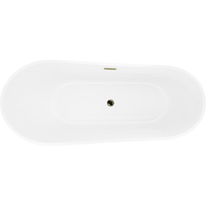 Mexen Dora freistehende Badewanne 160 x 75 cm, weiß, Überlauf gold - 52071607500-50