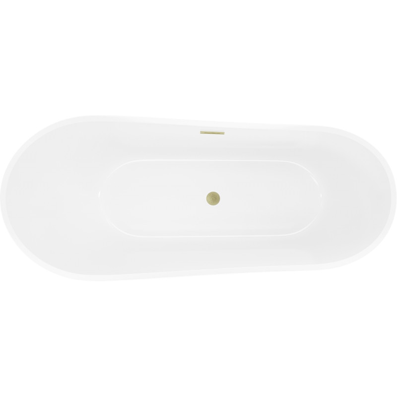 Mexen Dora freistehende Badewanne 160 x 75 cm, weiß, Überlauf gebürstetes Gold - 52071607500-55