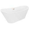 Mexen Dora freistehende Badewanne 160 x 75 cm, weiß, Überlauf in gebürstetem Kupfer - 52071607500-65