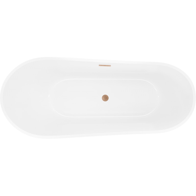 Mexen Dora freistehende Badewanne 160 x 75 cm, weiß, Überlauf in gebürstetem Kupfer - 52071607500-65