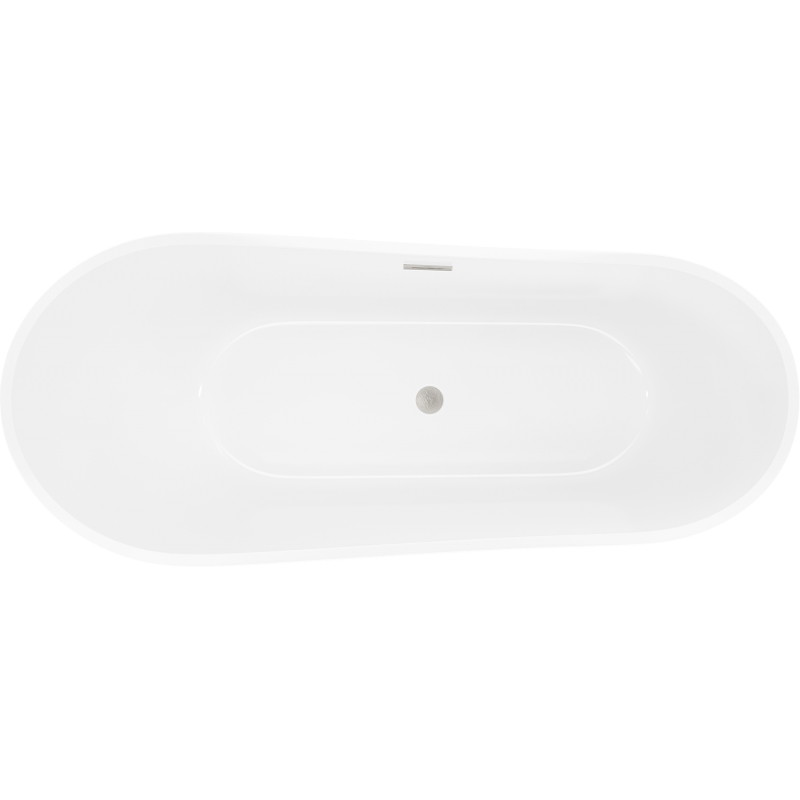 Mexen Dora freistehende Badewanne 160 x 75 cm, weiß, Überlauf gebürsteter Nickel - 52071607500-97