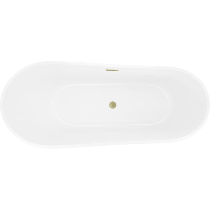 Mexen Dora freistehende Badewanne 170 x 75 cm, weiß, Überlauf gebürstetes Gold - 52071707500-55