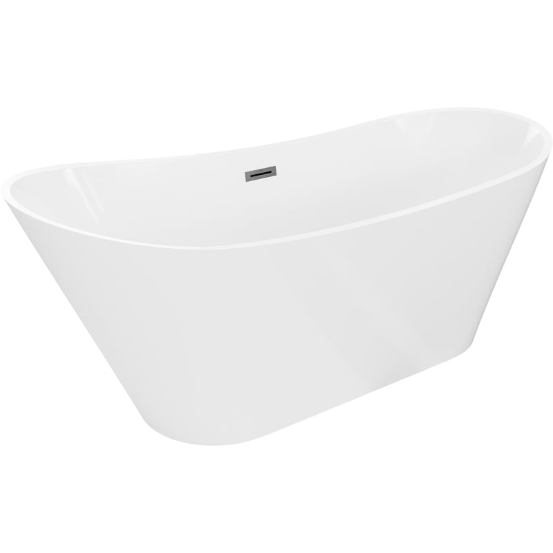 Mexen Dora freistehende Badewanne 170 x 75 cm, weiß, Überlauf gun gray gebürstet - 52071707500-66