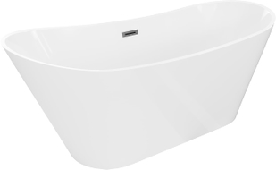 Mexen Dora freistehende Badewanne 170 x 75 cm, weiß, Überlauf gun gray gebürstet - 52071707500-66