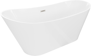Mexen Dora freistehende Badewanne 170 x 75 cm, weiß, Überlauf gebürsteter Nickel - 52071707500-97