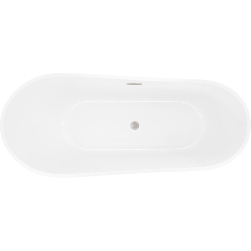 Mexen Dora freistehende Badewanne 170 x 75 cm, weiß, Überlauf gebürsteter Nickel - 52071707500-97