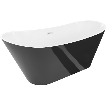 Mexen Dora freistehende Badewanne 170 x 75 cm, weiß/schwarz, Überlauf weiß - 52071707575-20