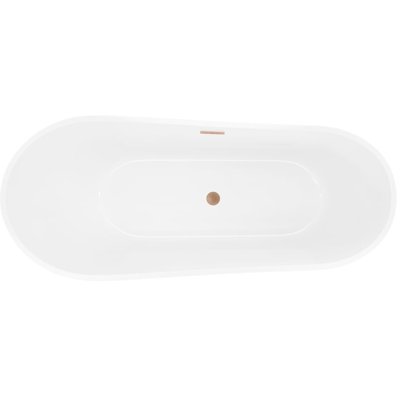 Mexen Dora freistehende Badewanne 170 x 75 cm, Weiß/Schwarz, Überlauf gebürstetes Kupfer - 52071707575-65