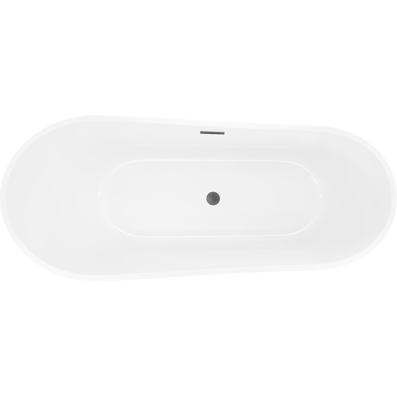 Mexen Dora freistehende Badewanne 170 x 75 cm, weiß/schwarz, Überlauf gun grey gebürstet - 52071707575-66