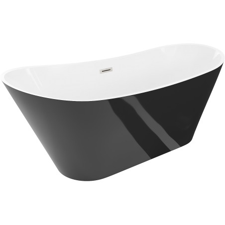 Mexen Dora freistehende Badewanne 170 x 75 cm, weiß/schwarz, Überlauf gebürstetes Nickel - 52071707575-97