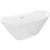 Mexen Lotos freistehende Badewanne 140 x 75 cm, weiß, Überlauf in gebürstetem Gold - 52051407700-55