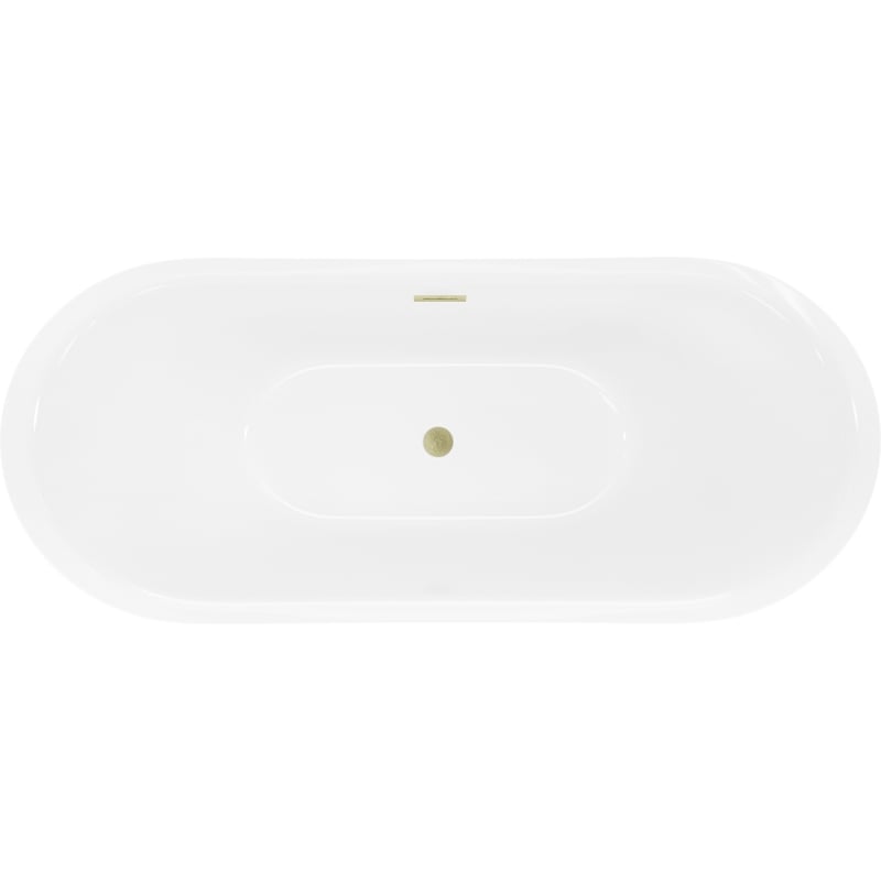 Mexen Lotos freistehende Badewanne 140 x 75 cm, weiß, Überlauf in gebürstetem Gold - 52051407700-55