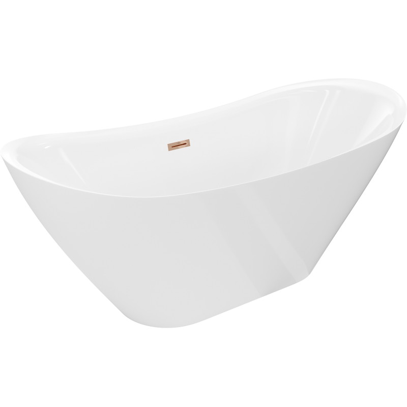 Mexen Lotos freistehende Badewanne 140 x 75 cm, weiß, Überlauf Roségold - 52051407700-60