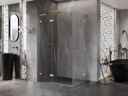 Mexen Lunar L Duo Duschkabine links angeschlagen 105 x 80 cm, transparent, gebürstetes Gold - 834L-105L-080P-55-00