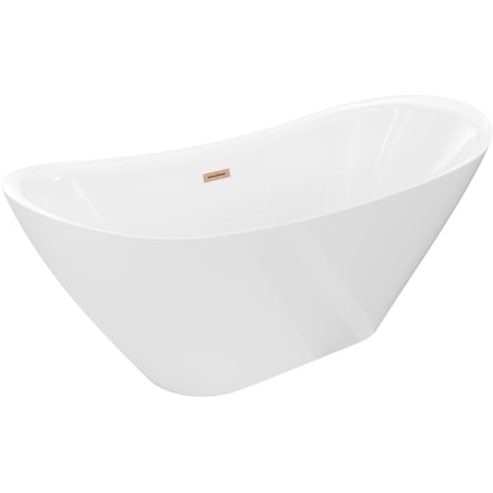 Mexen Lotos freistehende Badewanne 140 x 75 cm, weiß, Überlauf gebürstetes Kupfer - 52051407700-65