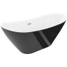 Mexen Lotos freistehende Badewanne 140 x 75 cm, weiß/schwarz, Überlauf gebürstetes Kupfer - 52051407775-65