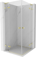 Mexen Lunar L Duo Duschkabine schwenkbar 105 x 105 cm, transparent, gebürstetes Gold - 834L-105L-105P-55-00