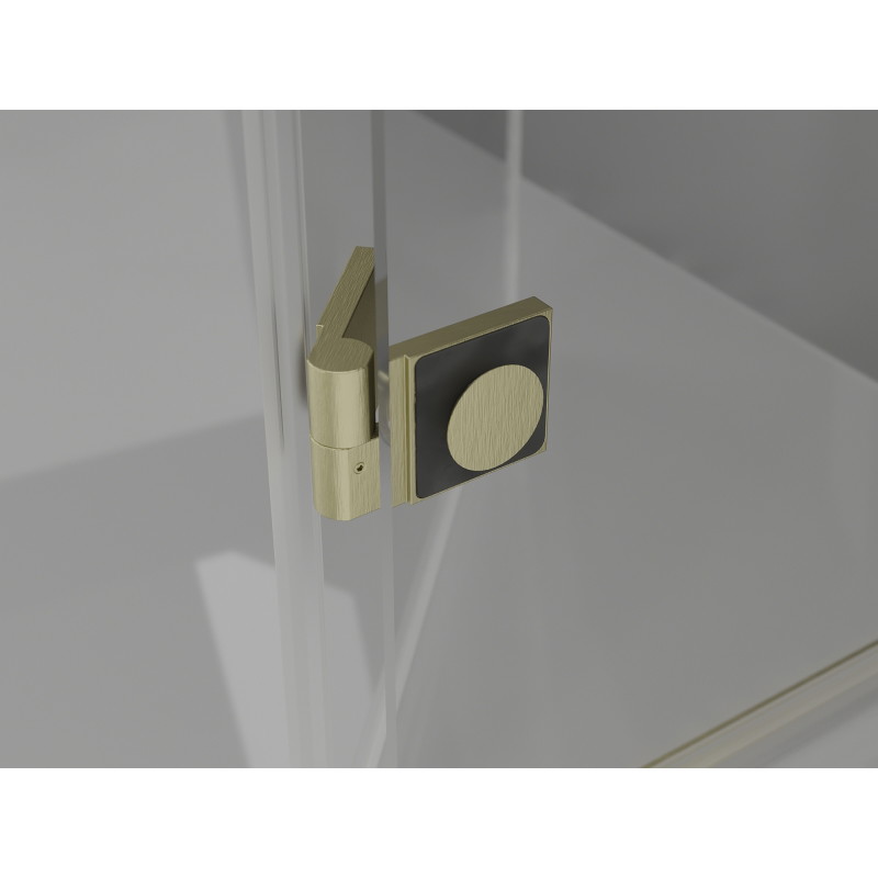 Mexen Lunar L Duo Duschkabine links öffnend 110 x 75 cm, transparent, gebürstetes Gold - 834L-110L-075P-55-00
