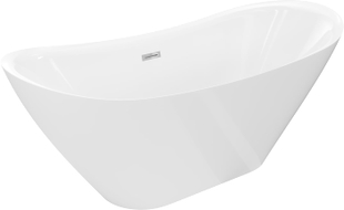 Mexen Lotos freistehende Badewanne 150 x 75 cm, weiß, Überlauf chrom - 52051507700-01