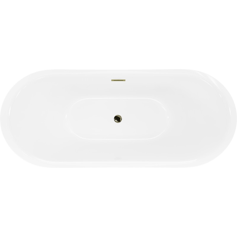 Mexen Lotos freistehende Badewanne 150 x 75 cm, weiß, Überlauf gold - 52051507700-50