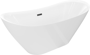 Mexen Lotos freistehende Badewanne 150 x 75 cm, weiß, schwarzer Überlauf - 52051507700-70