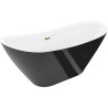 Mexen Lotos freistehende Badewanne 150 x 75 cm, weiß/schwarz, goldener Überlauf - 52051507775-50