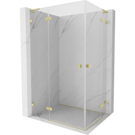 Mexen Lunar L Duo Duschkabine links öffnend 115 x 105 cm, transparent, gebürstet gold - 834L-115L-105P-55-00