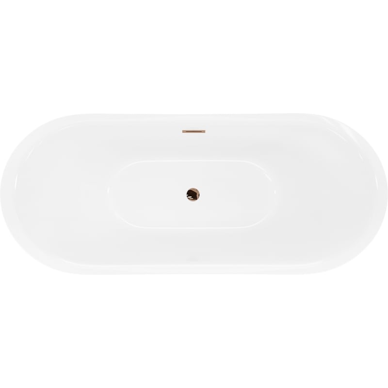 Mexen Lotos freistehende Badewanne 150 x 75 cm, weiß/schwarz, Überlauf Roségold - 52051507775-60