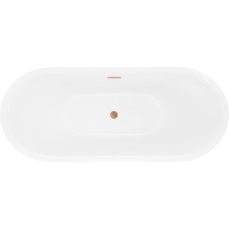 Mexen Lotos freistehende Badewanne 150 x 75 cm, weiß/schwarz, Überlauf gebürstetes Kupfer - 52051507775-65