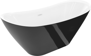 Mexen Lotos freistehende Badewanne 150 x 75 cm, weiß/schwarz, weißer Überlauf - 52051507775-20