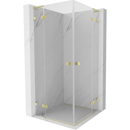 Mexen Lunar L Duo Duschkabine mit Schwenktür 115 x 115 cm, transparent, gebürstetes Gold - 834L-115L-115P-55-00