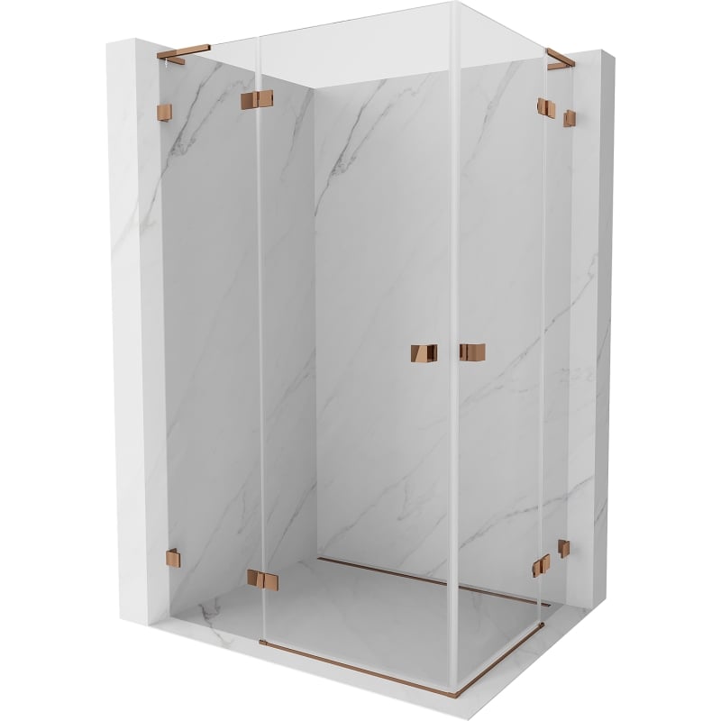 Mexen Lunar L Duo Duschkabine, links öffnend, 85 x 75 cm, transparent, Roségold - 834L-085L-075P-60-00