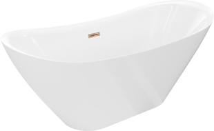 Mexen Lotos freistehende Badewanne 160 x 75 cm, weiß, Überlauf Roségold - 52051607700-60